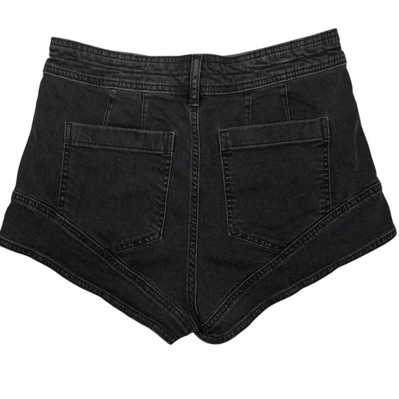 Pilcro NWT Micro Denim‎ Shorts Cuffed Black Sz 29 Flattering High Diagonal Cut - Picture 3 of 11